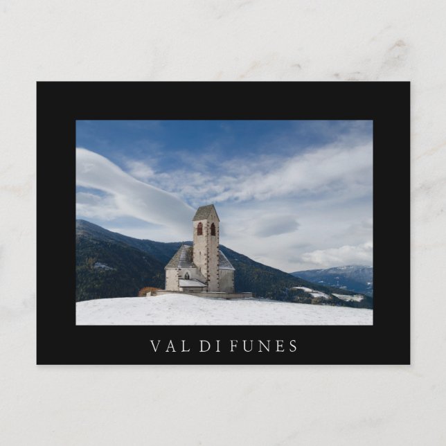 Iglesia de San Jakob en Val di Funes postal negra (Anverso)