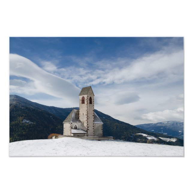 Iglesia de San Jakob en Villnöss foto impresa (Frente)