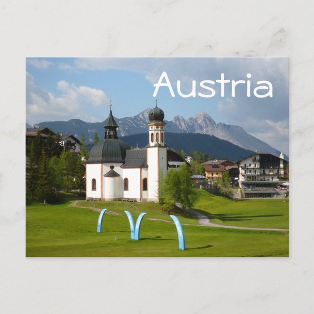 Iglesia de Seefeld, Austria postal de texto (Anverso)