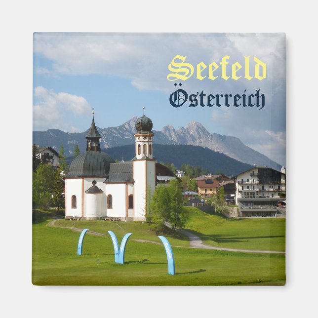 Iglesia de Seefeld, imán de texto de Austria (Frente)