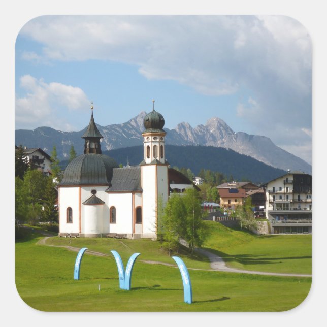 Iglesia de Seefeld, pegatina de Austria (Anverso)