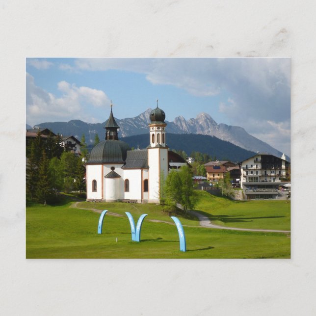 Iglesia de Seefeld, postal de Austria (Anverso)