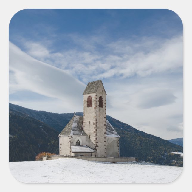 Iglesia de St. Jacobo en el pegatina de Villnöss (Anverso)