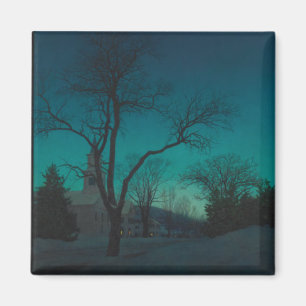 Iglesia del pueblo en el imán del Dusk