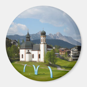 Iglesia en Seefeld, imán redondo de Austria