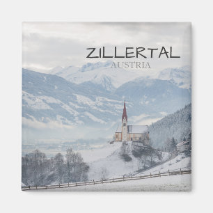 Iglesia en Zillertal en imán del texto del