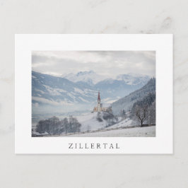 Iglesia en Zillertal en postal del texto del