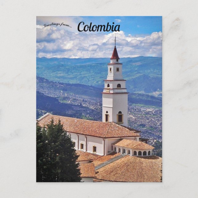 Iglesia Monserrate en la postal de Bogotá Colombia (Anverso)