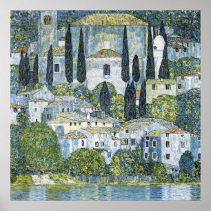 Iglesia vintage Klimt en paisaje de Cassone Arte