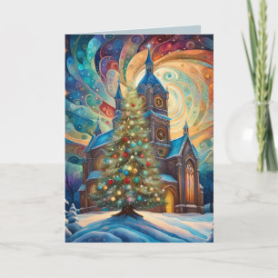 Iglesia y árbol de Navidad en estilo moderno