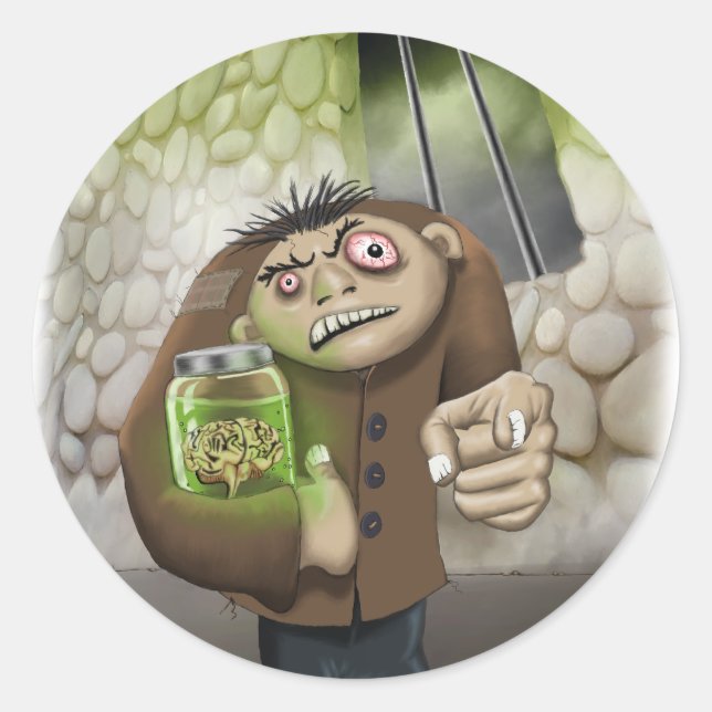 Igor con el Pegatina de los cerebros (Anverso)