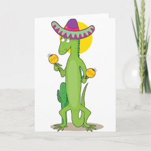 Iguana en tarjetas de felicitación del sombrero