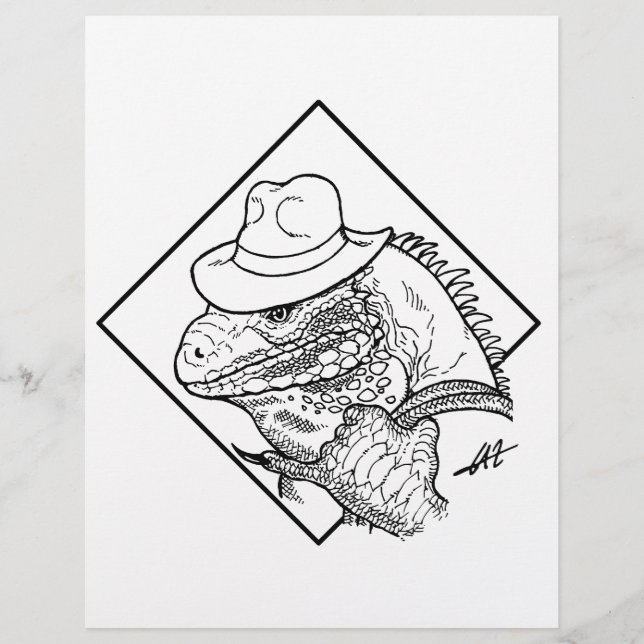 Iguana Jones - página de colorear. (Anverso)