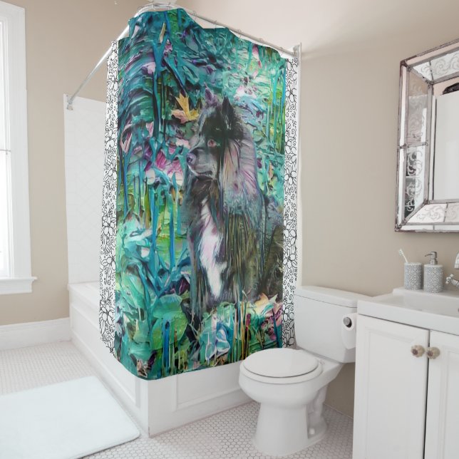 IHANA Cortina de ducha finlandesa Lapphund Lappy (In situ)