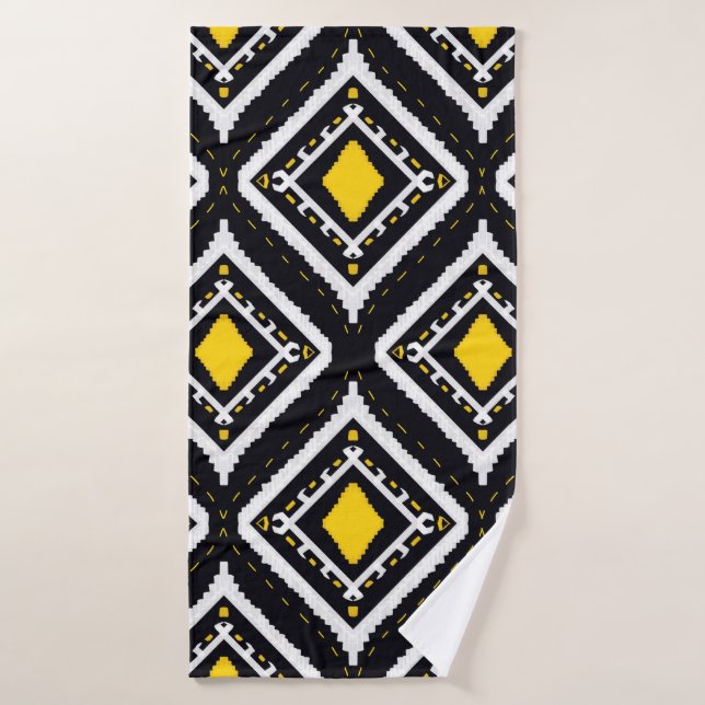 Ikat patterns ethnic tribal textile American Afric (Toalla de baño)