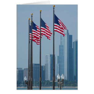 Illinois, Chicago. Navy Pier, banderas de EE. UU.