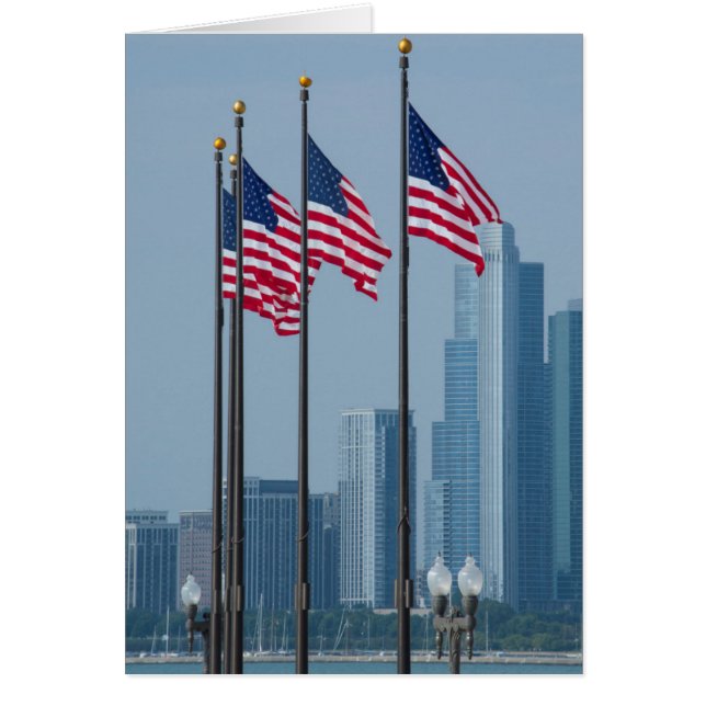 Illinois, Chicago. Navy Pier, banderas de EE. UU.  (Frente)