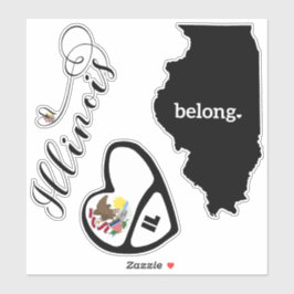 Illinois Love, 3 diseños, muere de Pegatinas