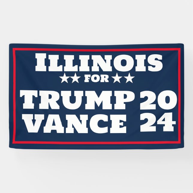 Illinois para la pancarta de Trump Vance 2024 (Horizontal)