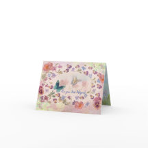 Illustrated Butterfly and Botanical Note Card