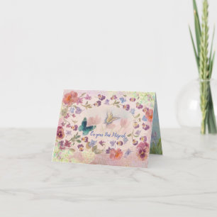 Illustrated Butterfly and Botanical  Note Card