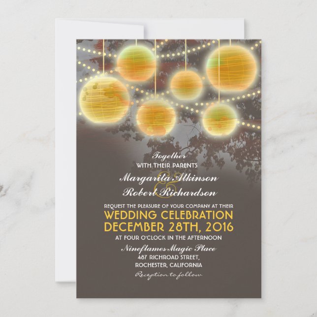 Iluminación y farolillos elegante invitación a la  (Anverso)