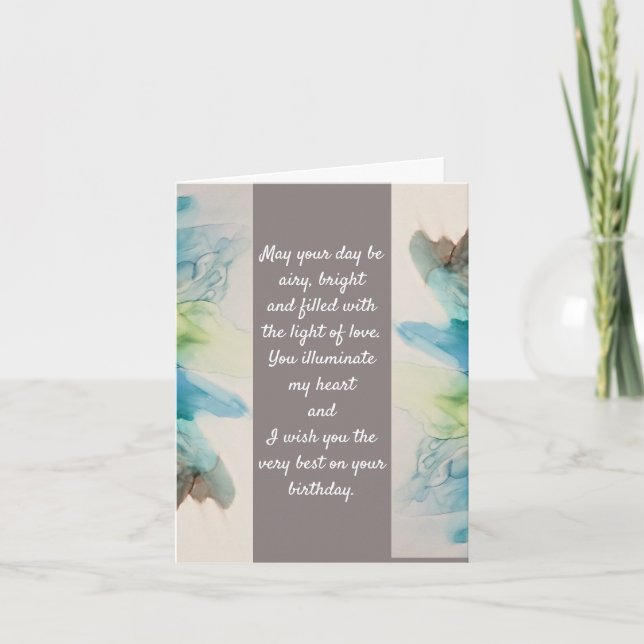 "Iluminas Mi Corazón". Tarjeta de nota de cumpleañ (Anverso)