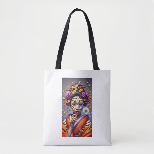 "Ilusión de rompecabezas de Geisha - Bolsa de té a (Anverso)