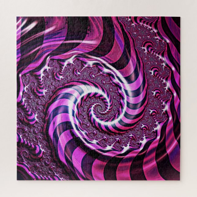 Ilusión espiral rosa y negra rompecabezas rompecab (Vertical)