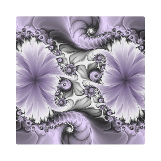 Ilusión Lilac Resumen Arte Fractal Floral Fantasía (Anverso)