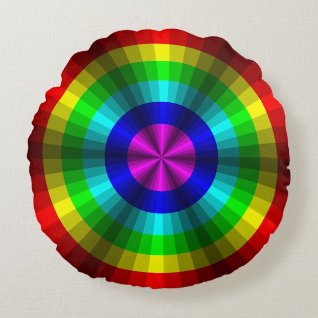 Ilusión óptica Almohada redonda arco iris (Anverso)