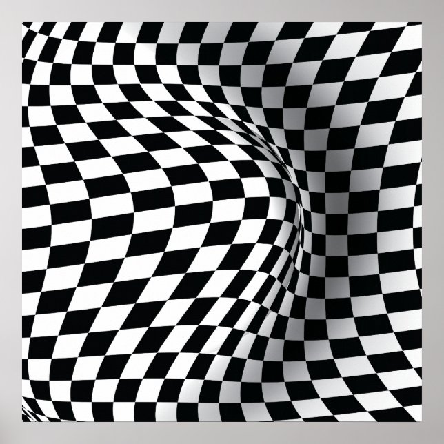Ilusión óptica de arte op en blanco negro (Frente)