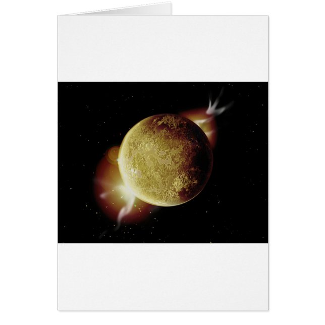 ilustracion 3d del planeta amarillo en el universo (Frente)