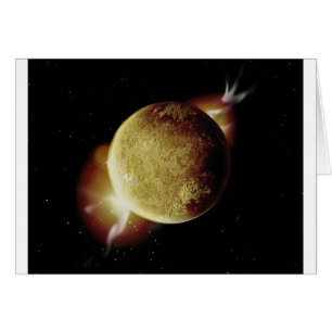 ilustracion 3d del planeta amarillo en el universo
