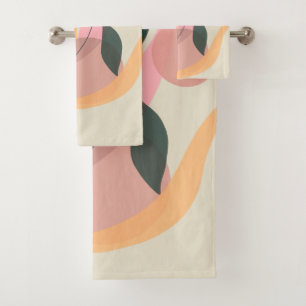 Ilustración abstracta de plantas formas verde rosa