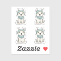 Ilustracion acogedor Husky - Pegatina de vinilo de