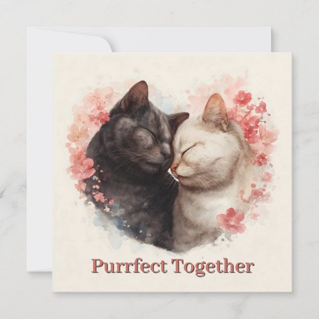 Ilustracion acuarela de dos gatos nuzzing (Anverso)