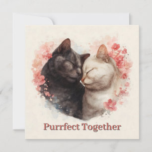 Ilustracion acuarela de dos gatos nuzzing