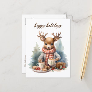 Ilustracion acuarela de la tarjeta de Navidad vint