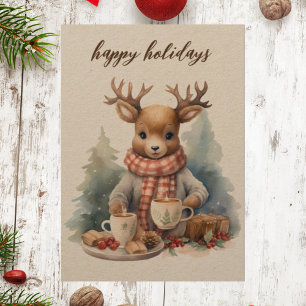 Ilustracion acuarela de la tarjeta de Navidad vint
