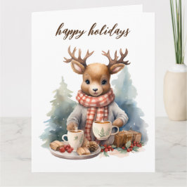 Ilustracion acuarela de la tarjeta de Navidad vint