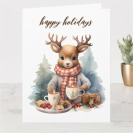 Ilustracion acuarela de la tarjeta de Navidad vint