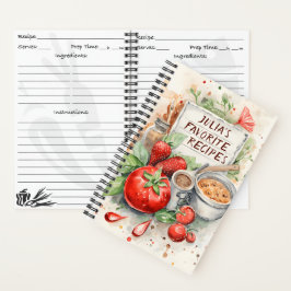Ilustracion acuarela de libro de recetas personali