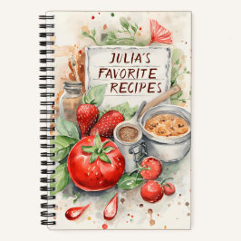 Ilustracion acuarela de libro de recetas personali