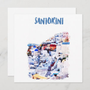 Ilustracion acuático de Santorini Grecia