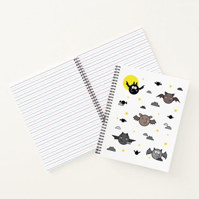 Ilustración Adorable de Murciélago | Cuaderno en E (Interior)