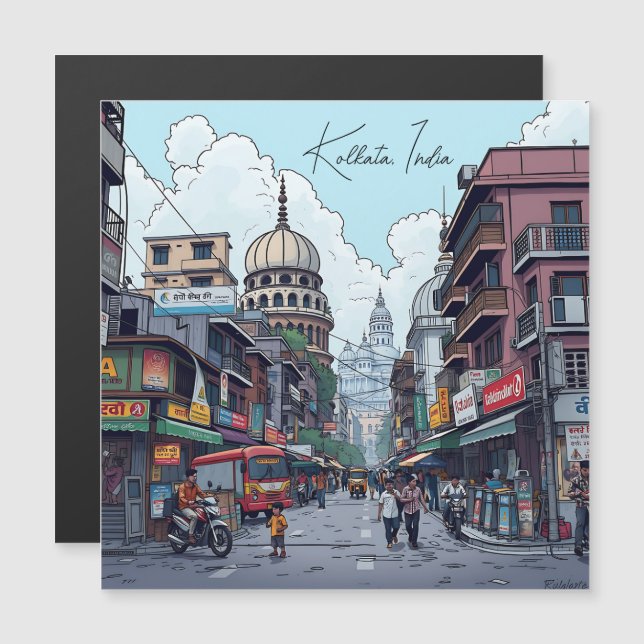 Ilustracion Ai de Kolkata, India (Anverso/Reverso)