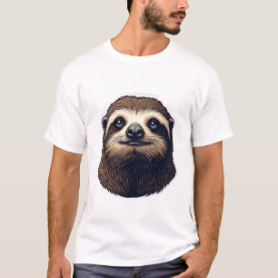 Ilustración Antigüa de Perezoso Camiseta Vintage (