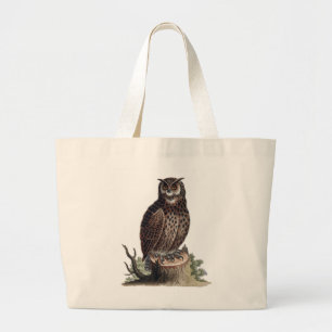 Ilustracion antiguo de un búho en la bolsa de asa