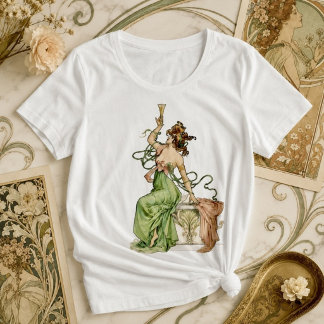 Ilustración Art Nouveau Vintage de Dama de Champán